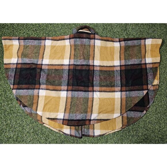 70s Wool Plaid Poncho Vintage Blanket Cape Coat Made in Uruguay - Picture 7 of 7